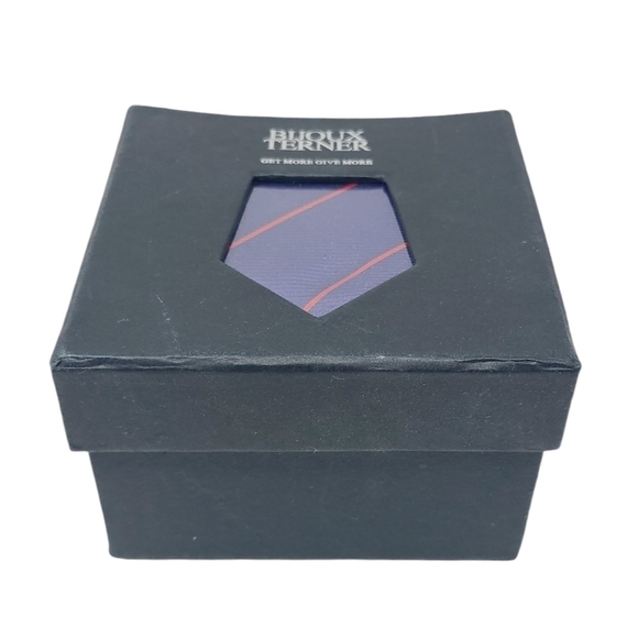 Bijoux Terner | Men's Vintage Navy Striped Genuine Silk Necktie (One Size) - Picture 11 of 11